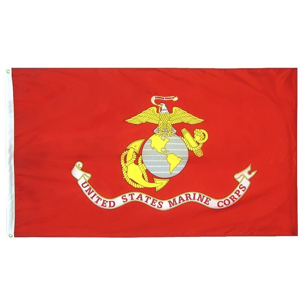 Annin Flagmakers US Marine Corps flag emblem in vibrant outdoor display