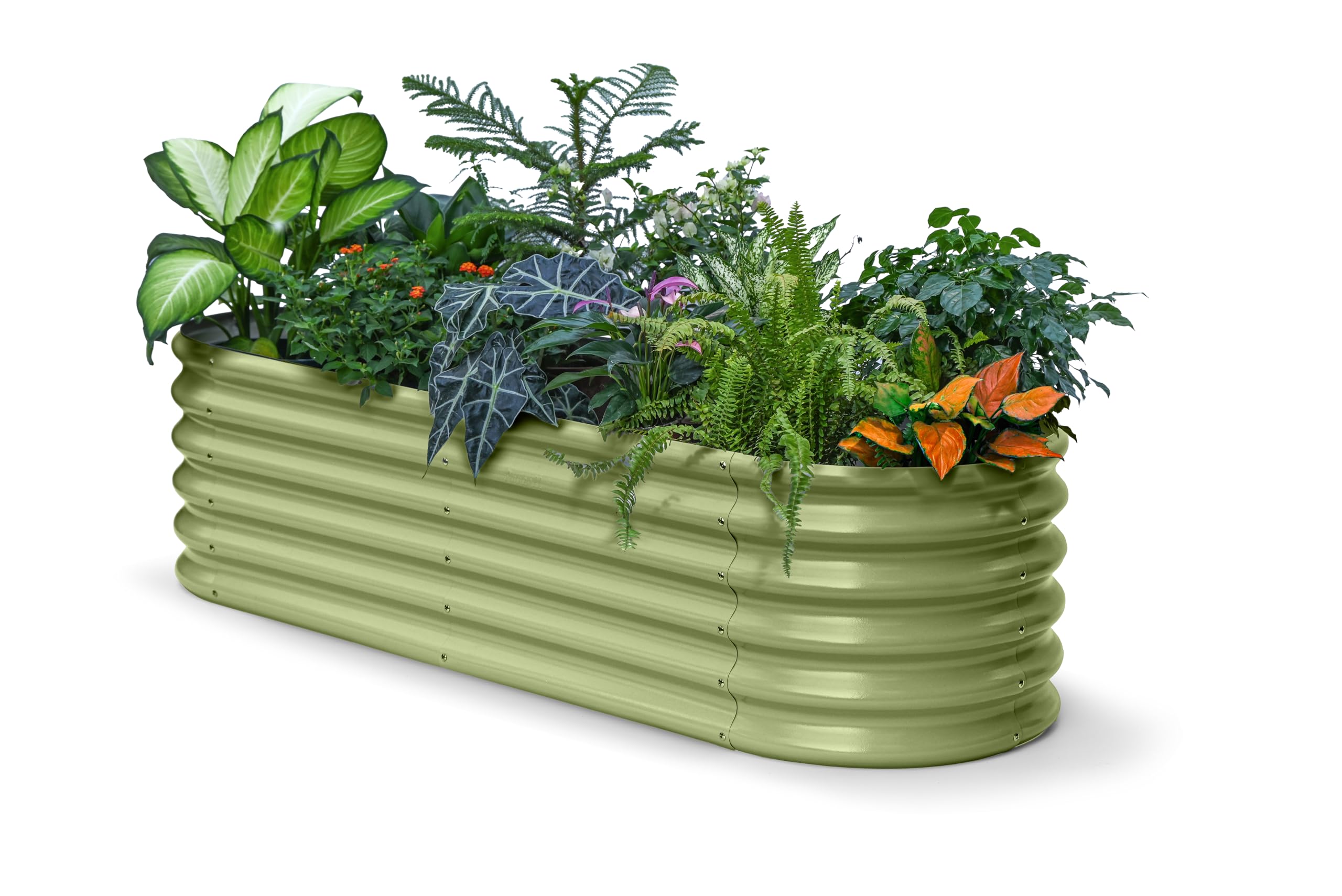 Annoell galvanized raised garden bed side view shows durable rust-resistant framing.