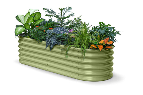 Annoell galvanized raised garden bed side view shows durable rust-resistant framing.