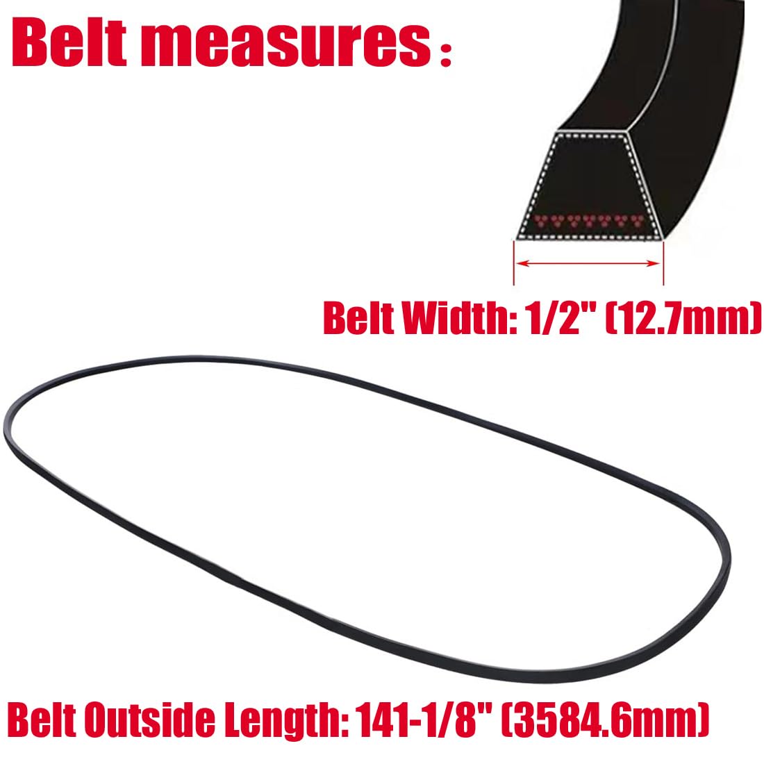 Annolai belt length and dimensions ensure precise fit on 48-inch decks.