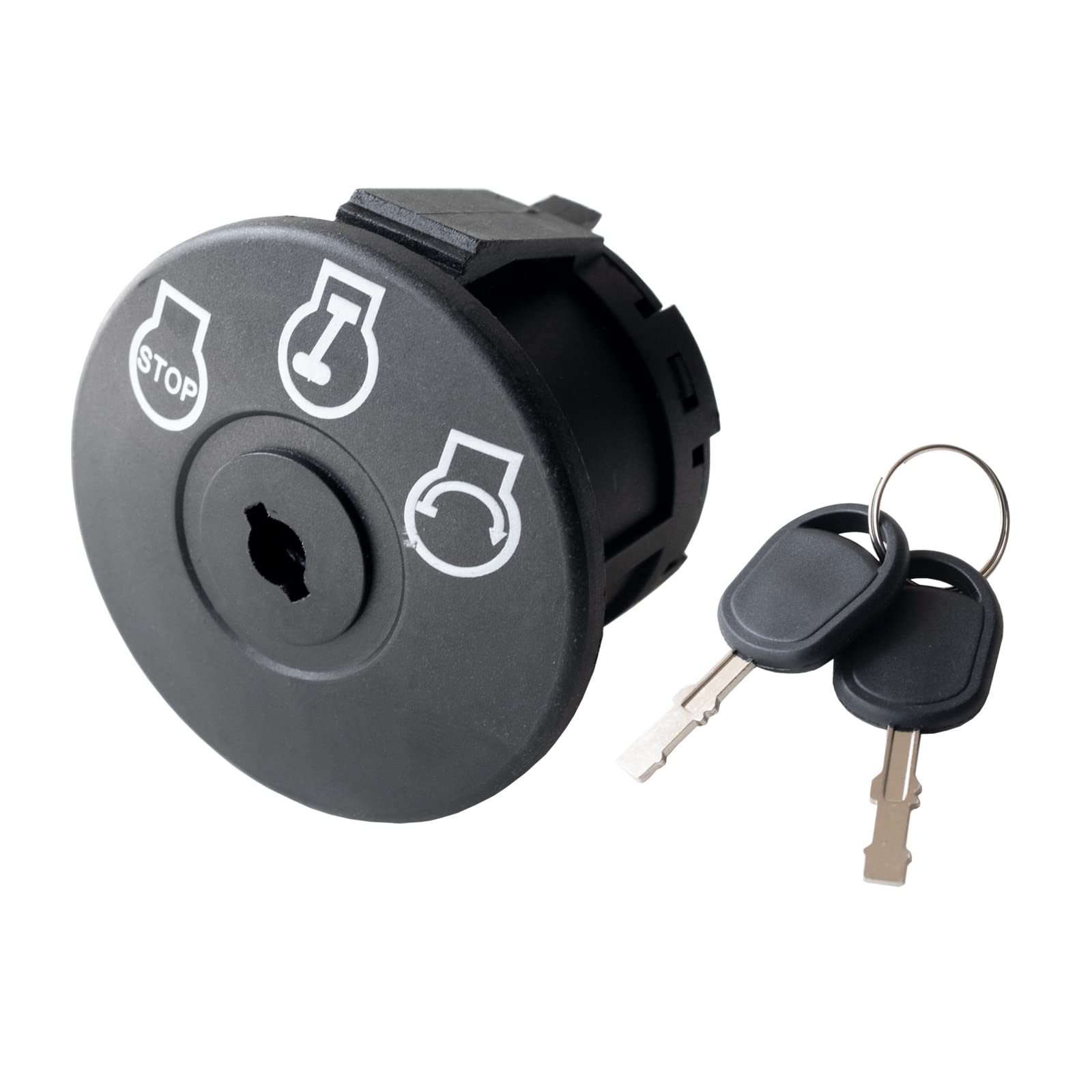 Annolai ignition switch with five terminals for flexible wiring on lawn tractors.