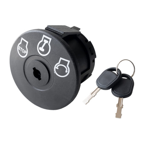 Annolai ignition switch with five terminals for flexible wiring on lawn tractors.