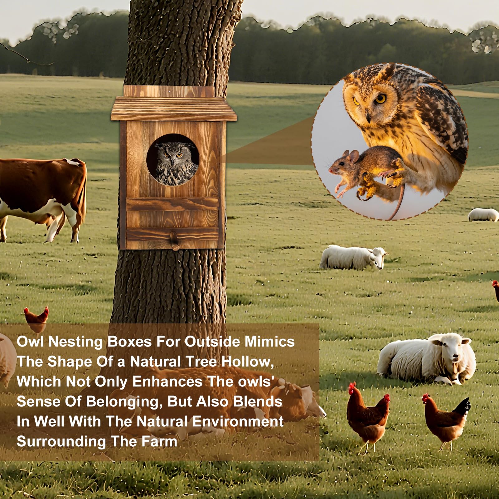 AnNowshua Ling 3-inch entrance hole accommodates small owls for easy access