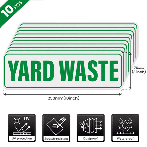 Anobell yard waste sticker on a plastic bin offers high-contrast green visibility.
