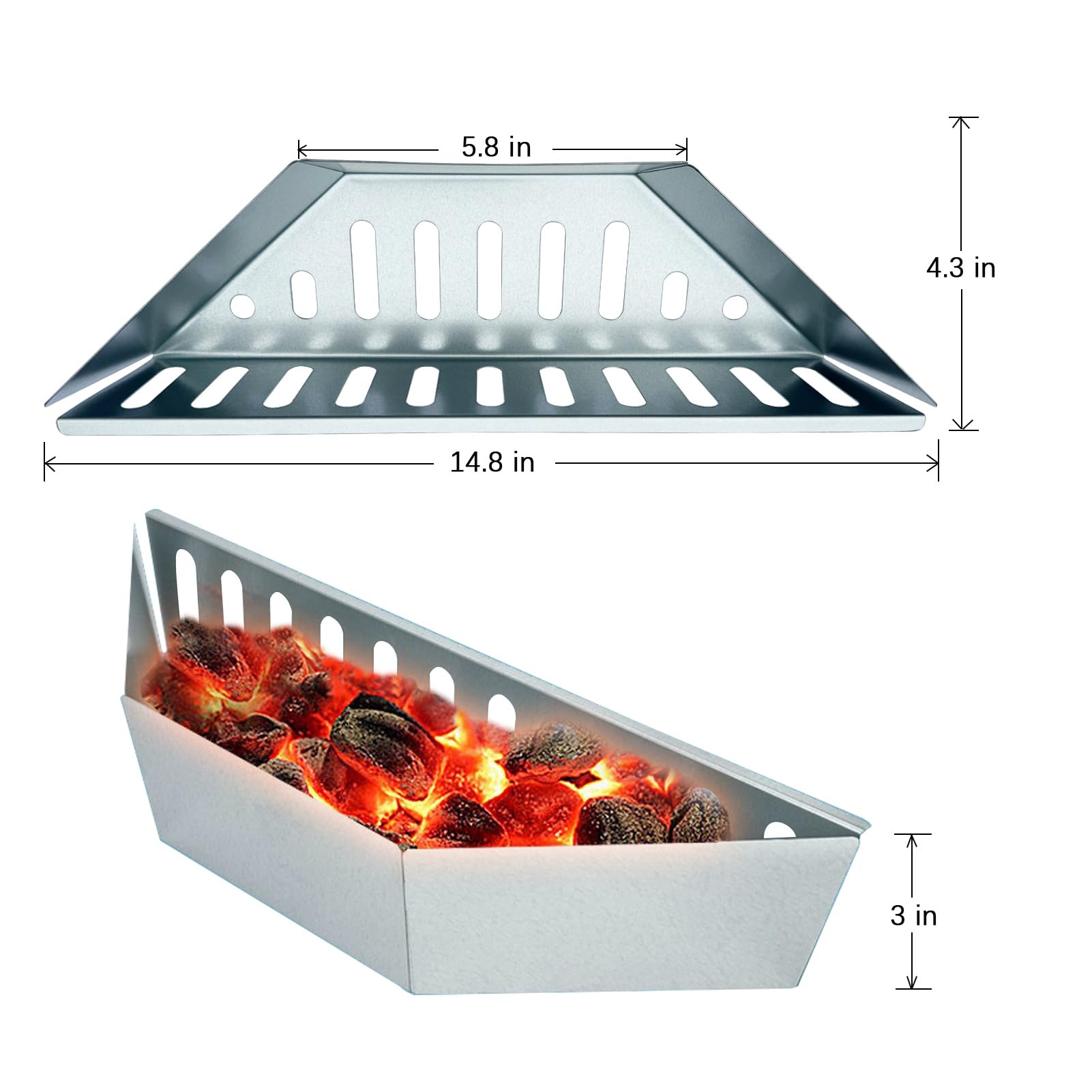 Anokeditsen Originals Charcoal Basket side view demonstrates compact size for kettle grills