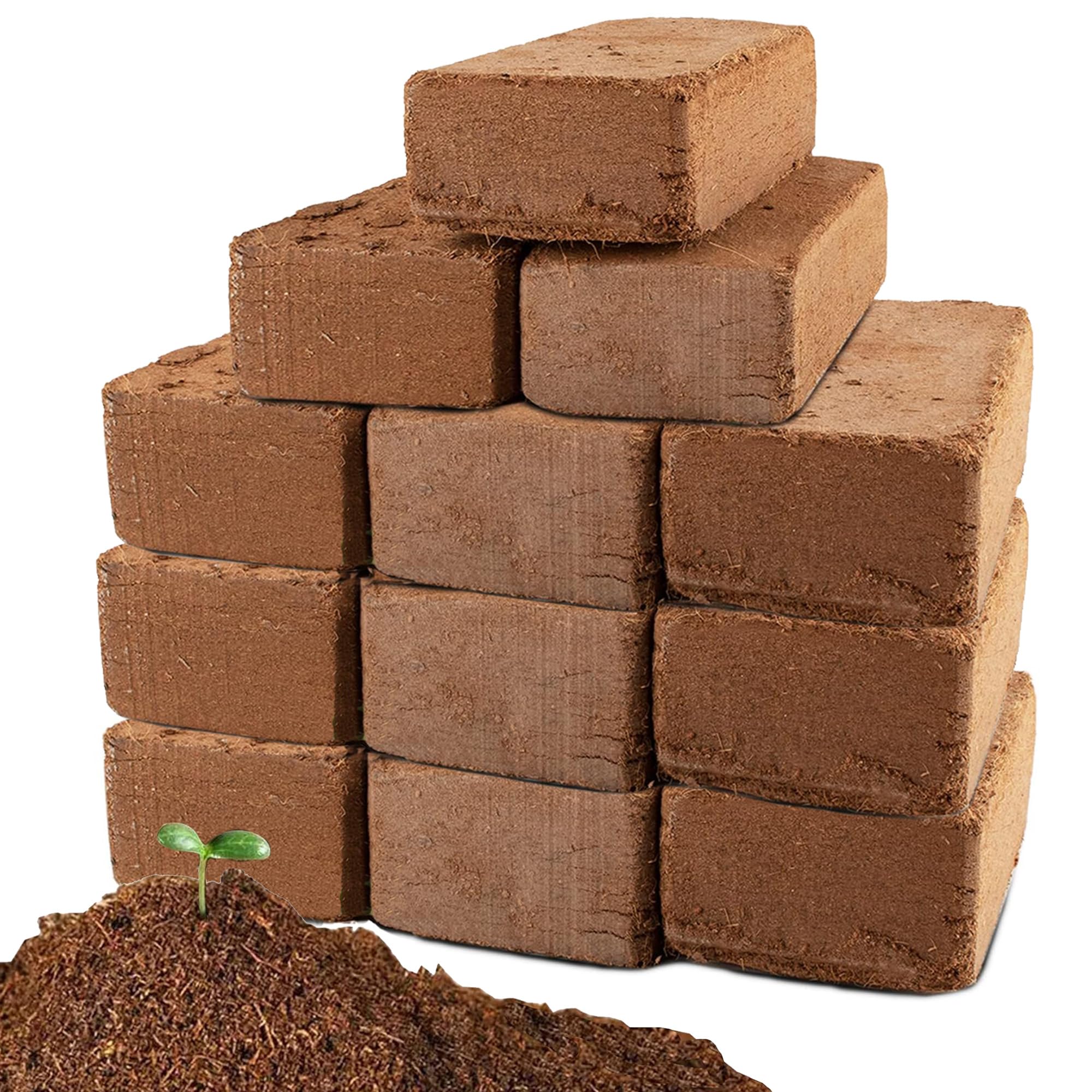 Anothera Coco Coir Bricks 12-pack compact storage for urban gardens.