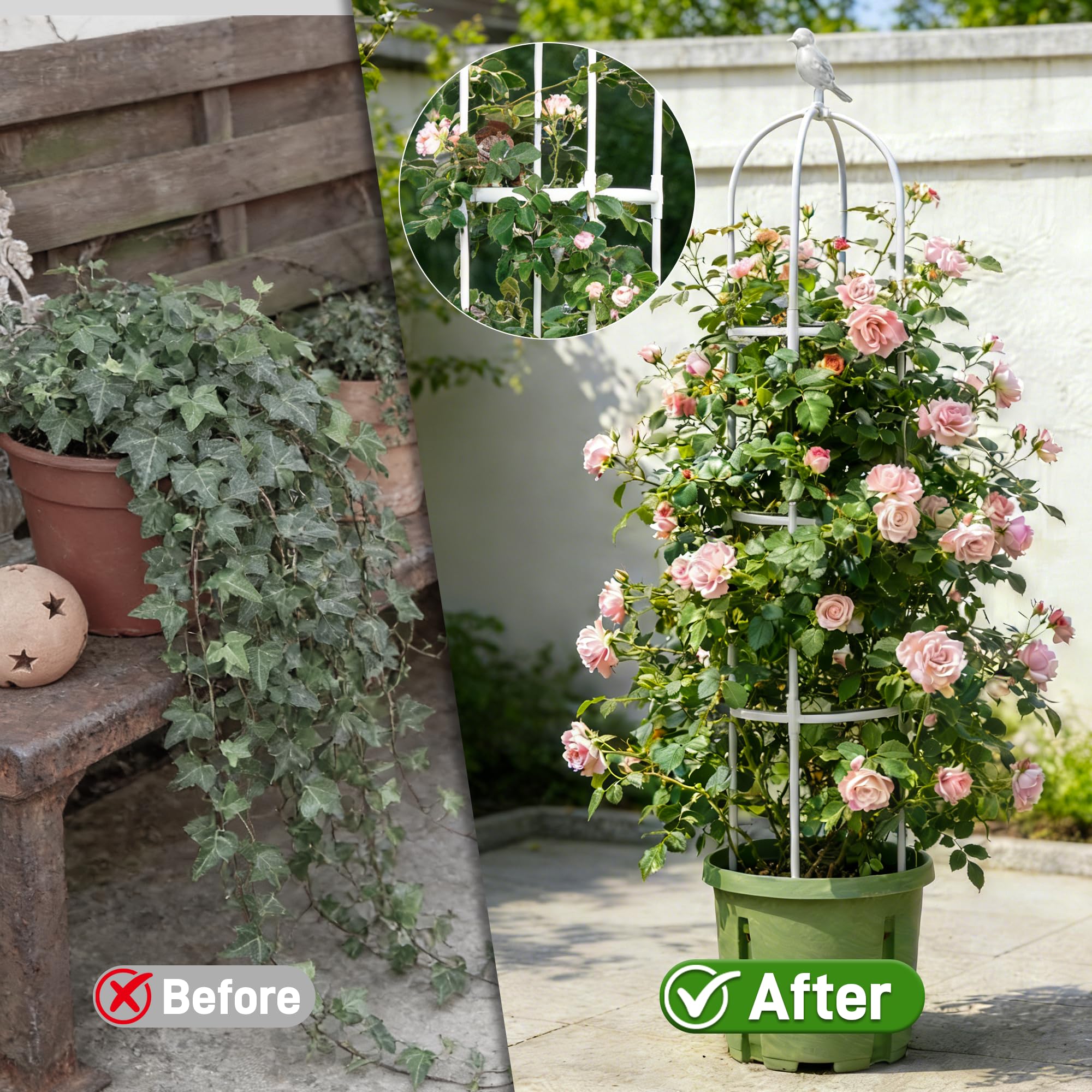 Anothera decorative-rustproof garden obelisk enhances outdoor spaces.