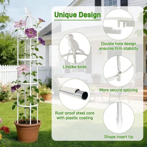 Anothera easy-assembly-obelisk-trellis enables quick, tool-free setup.