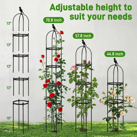 Anothera rustproof steel core with plastic coating supports heavy vines.