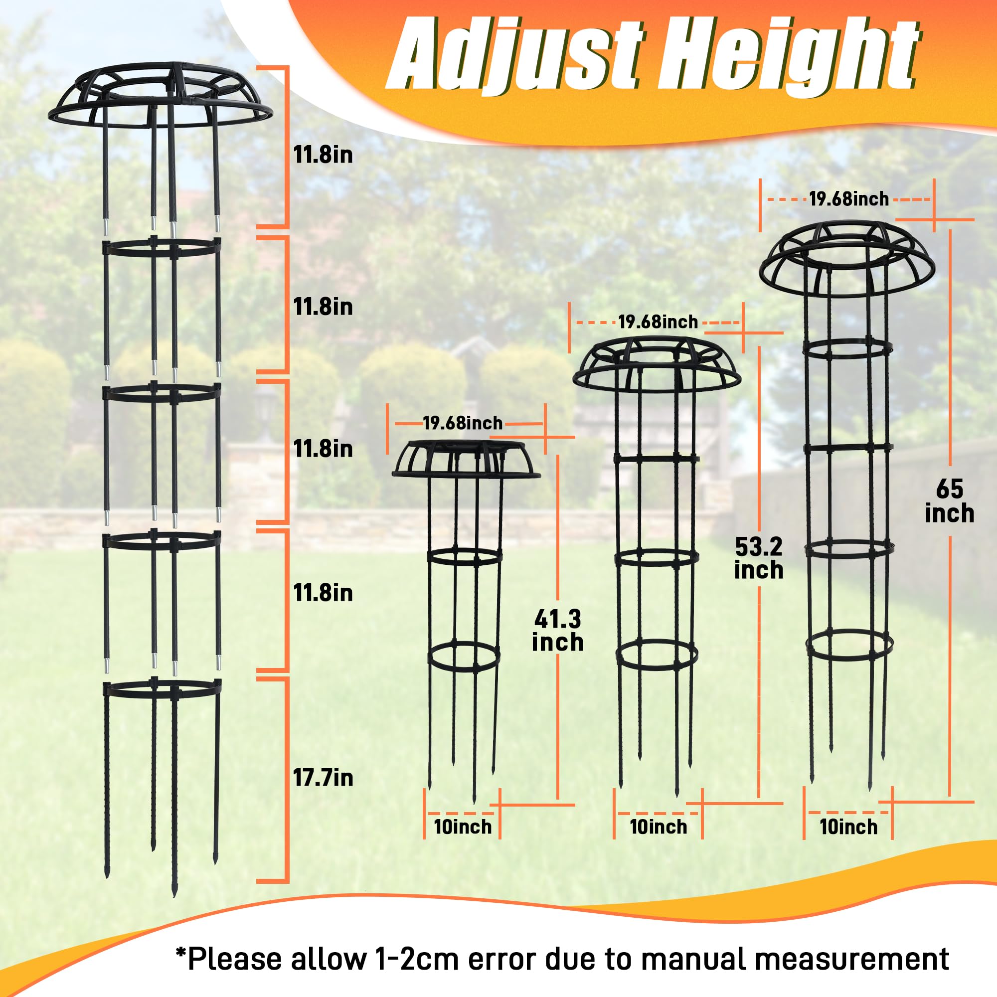 Anothera trellis with rust-proof coating protects metal poles for outdoor use.