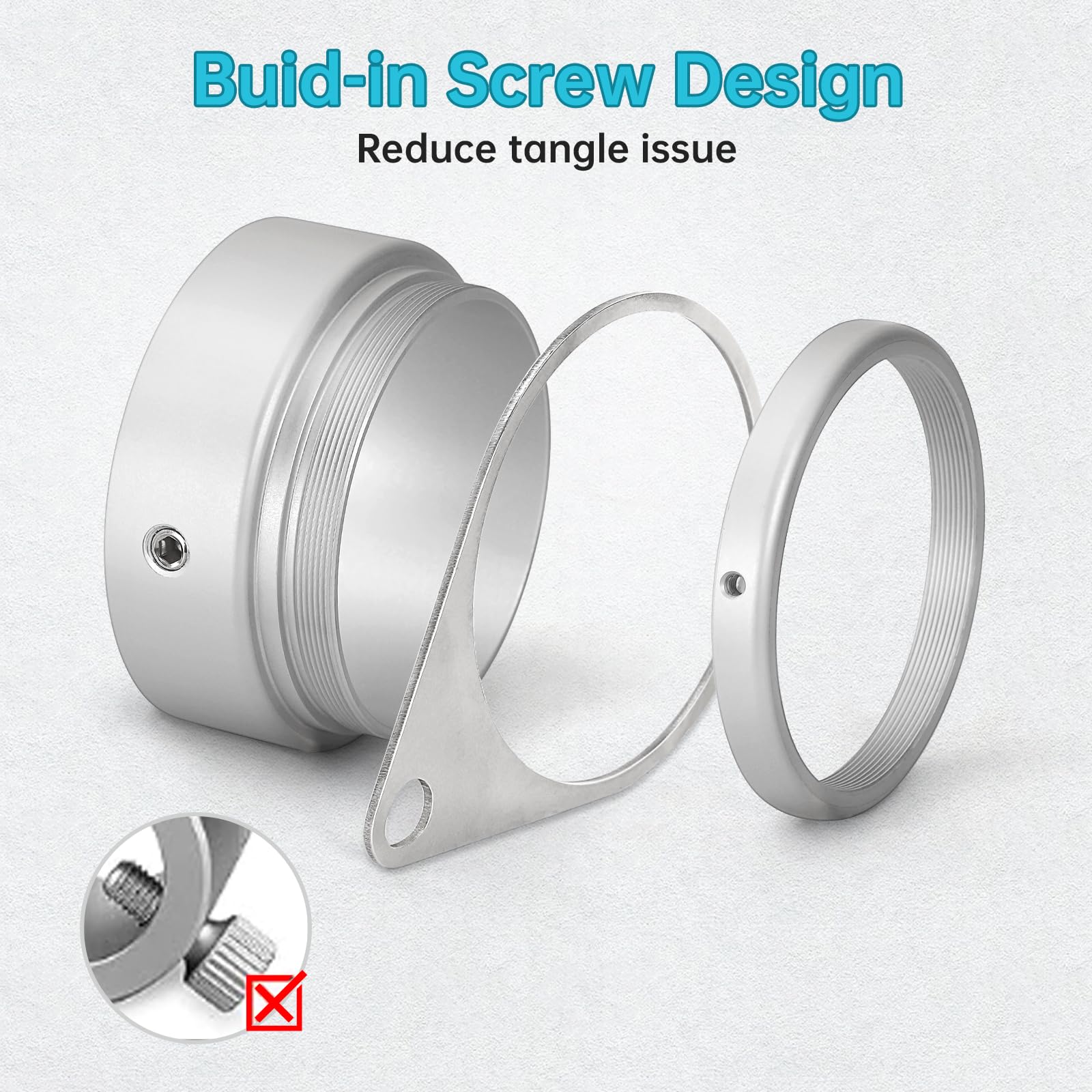 Anovo easy-install flag ring simplifies setup by sliding, tightening, and clipping.