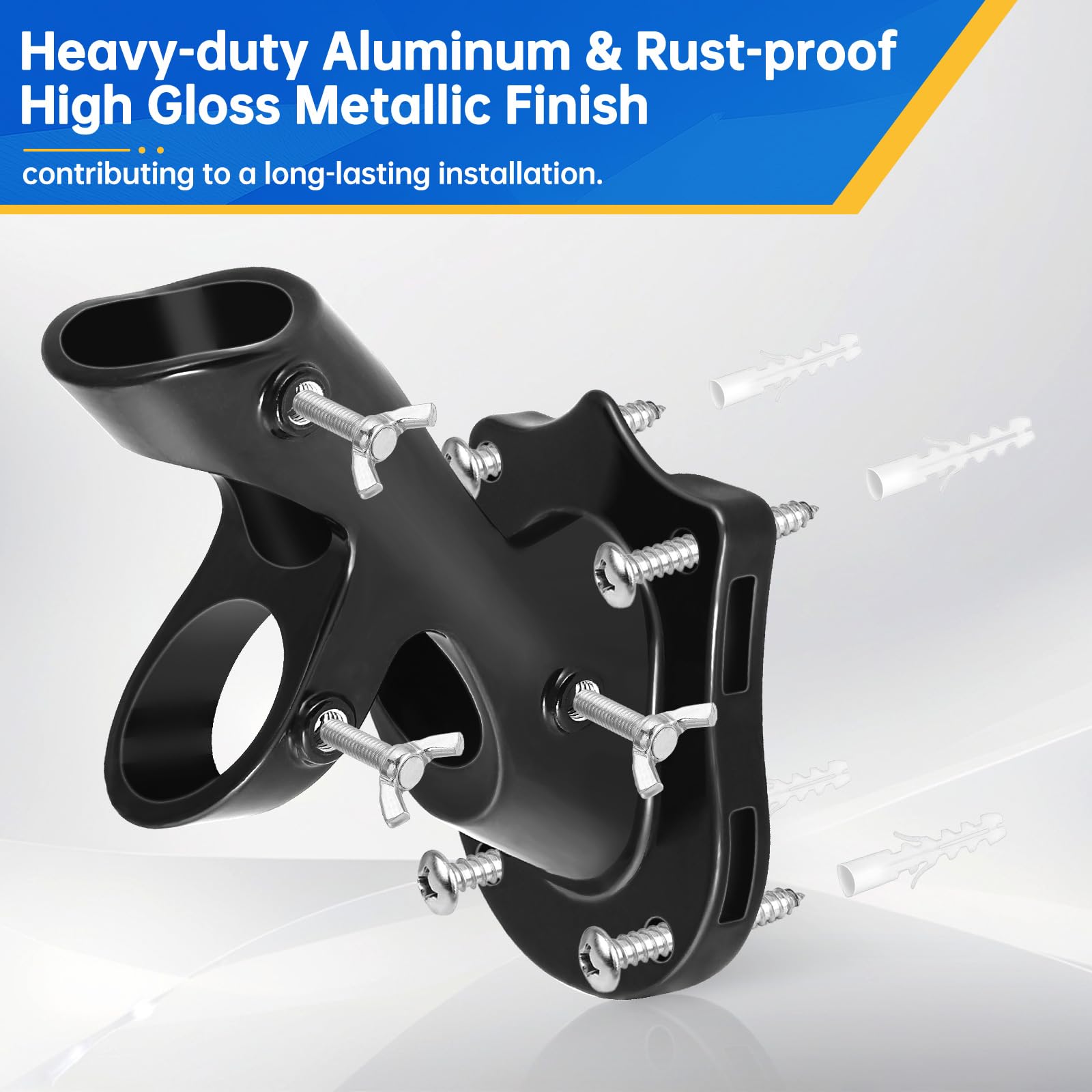 Anovo flag pole holder showing 45-90 degree angles for versatile flag displays.