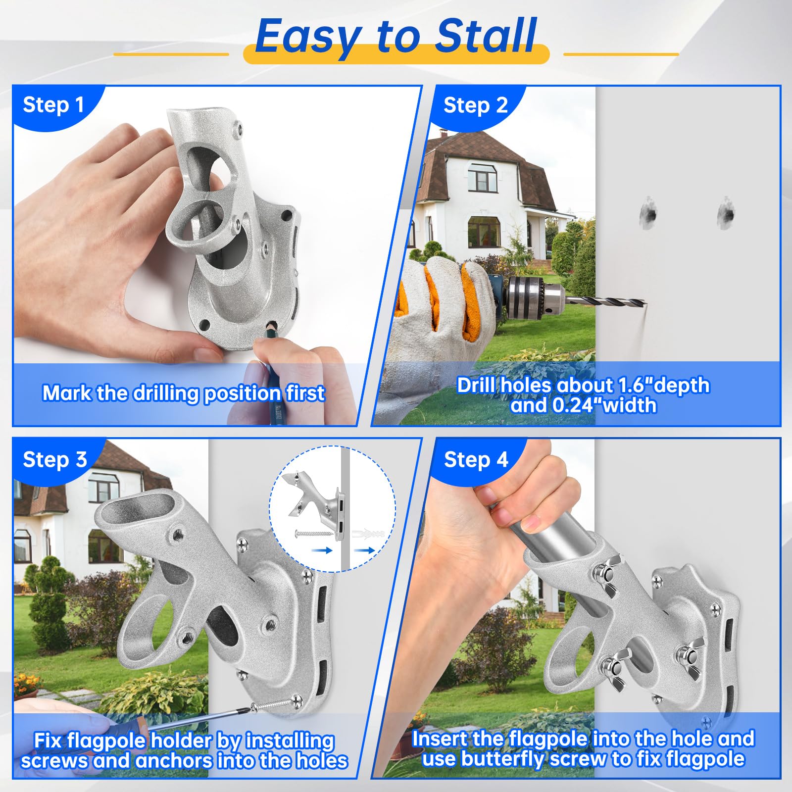 Anovo 1-inch diameter pole compatibility for many standard flags