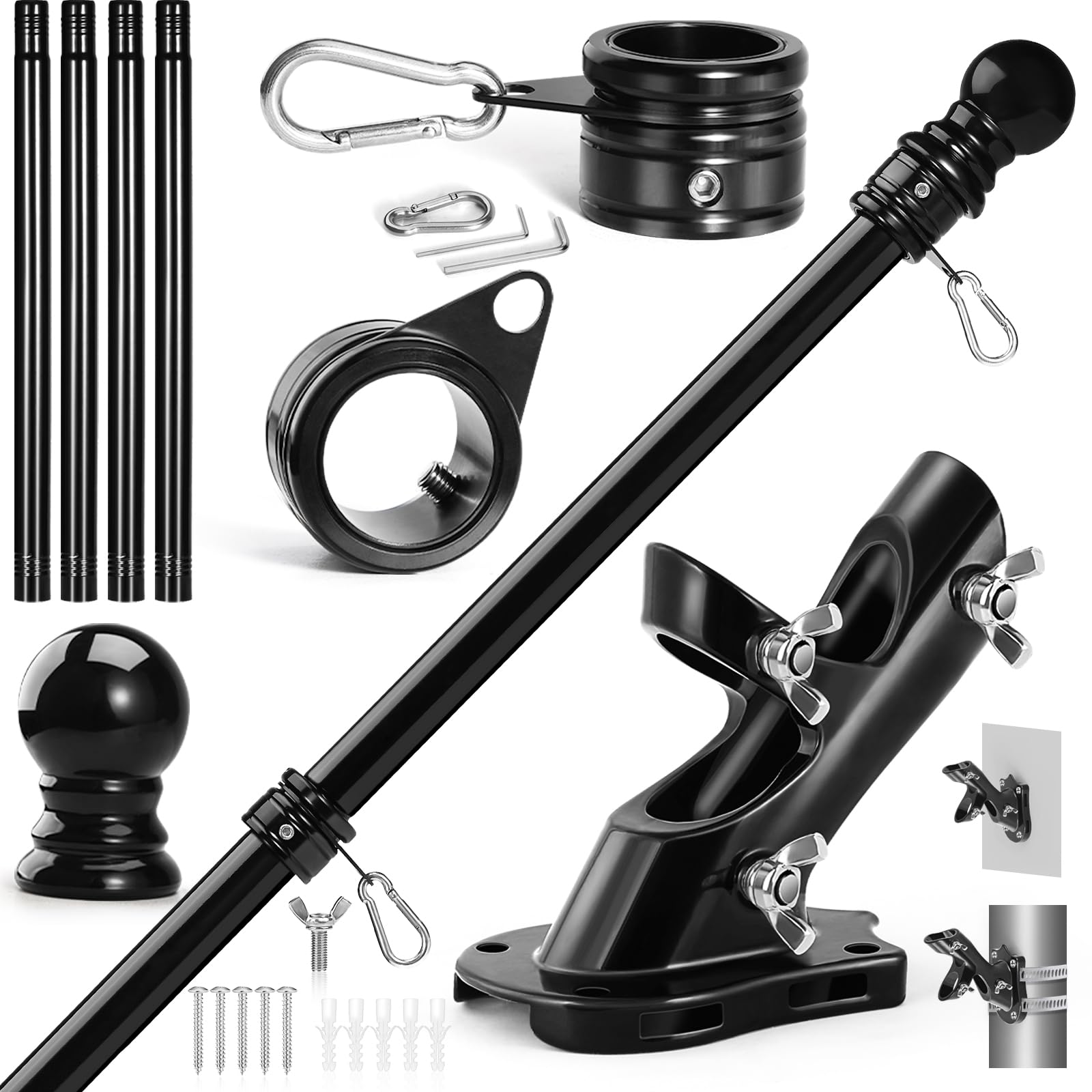 Anovo flag pole kit 5ft stainless steel for durable outdoor display.