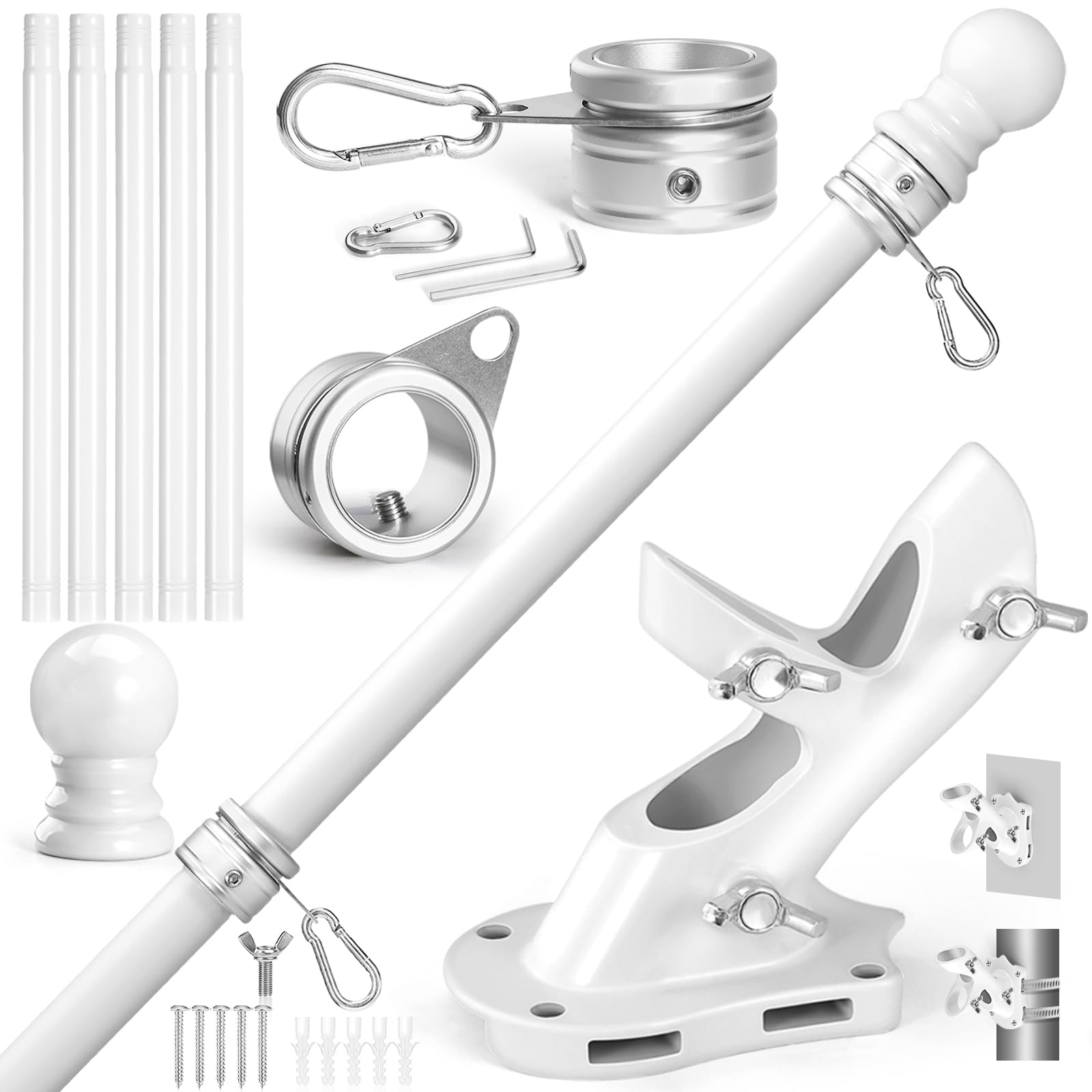 Anovo flag pole kit 6ft assembled for outdoor display