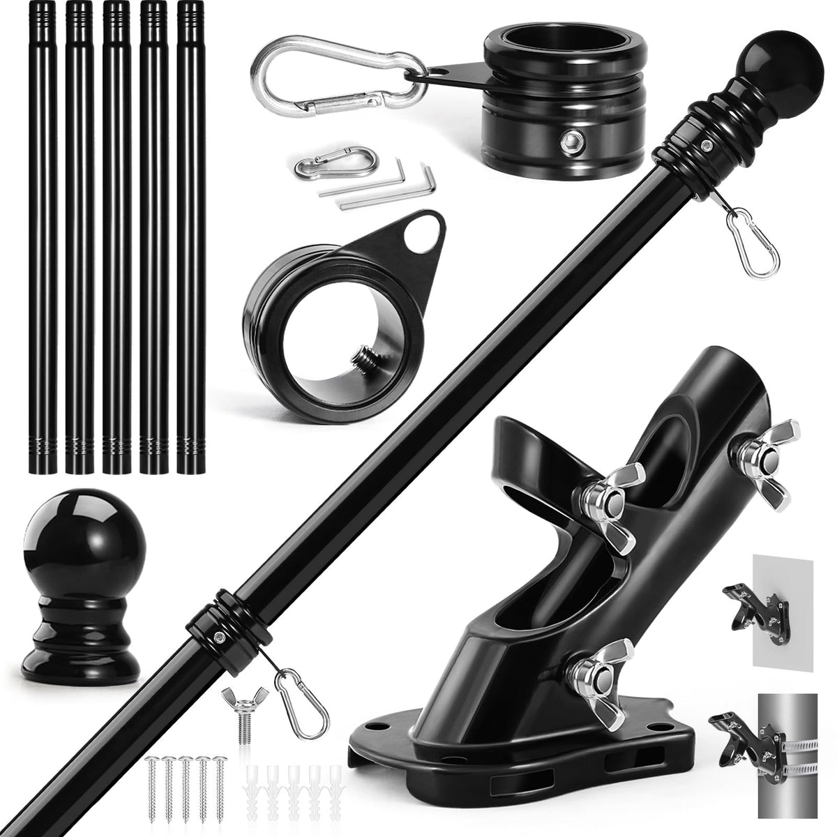 Anovo 6ft stainless steel flag pole for sturdy outdoor display.