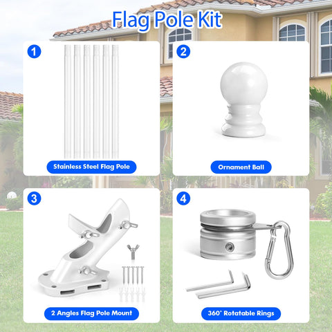 Anovo flag pole kit includes all mounting hardware for easy setup