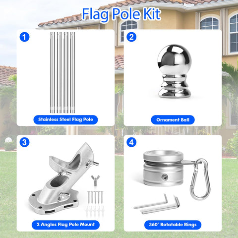 Anovo flag pole ring set with 1 inch inner diameter for standard flags.