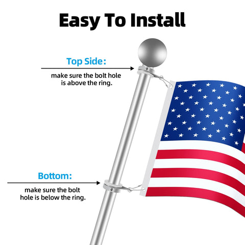 Anovo flag pole ring being installed easily with thumb screws.