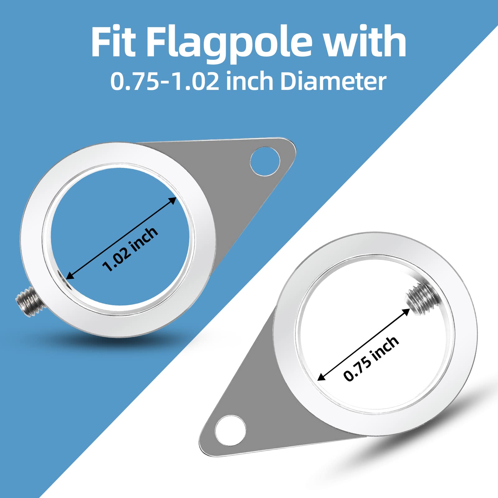 Anovo flag pole rings stainless steel swivel with aluminum components for longevity.