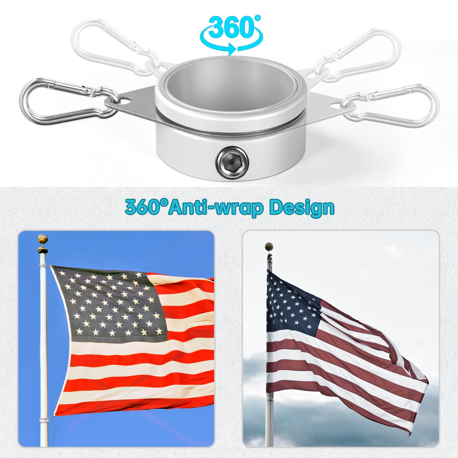 Anovo stainless steel swivel component for durable performance.