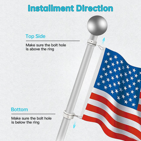 Anovo wind-ready flag rings demonstrate secure rotation during breezy days.
