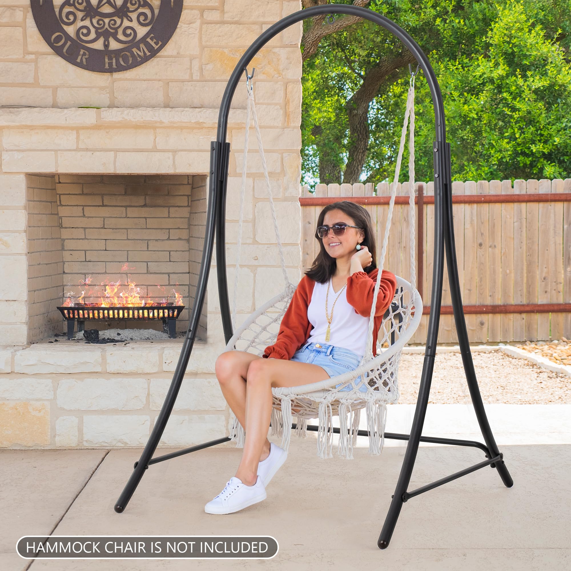 ANOW heavy-duty steel frame provides durable all weather support