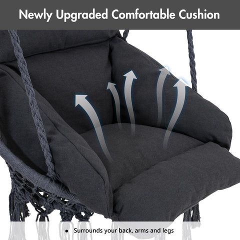 ANOW hanging chair indoor outdoor use shows flexible placement on porch, balcony, or living room.
