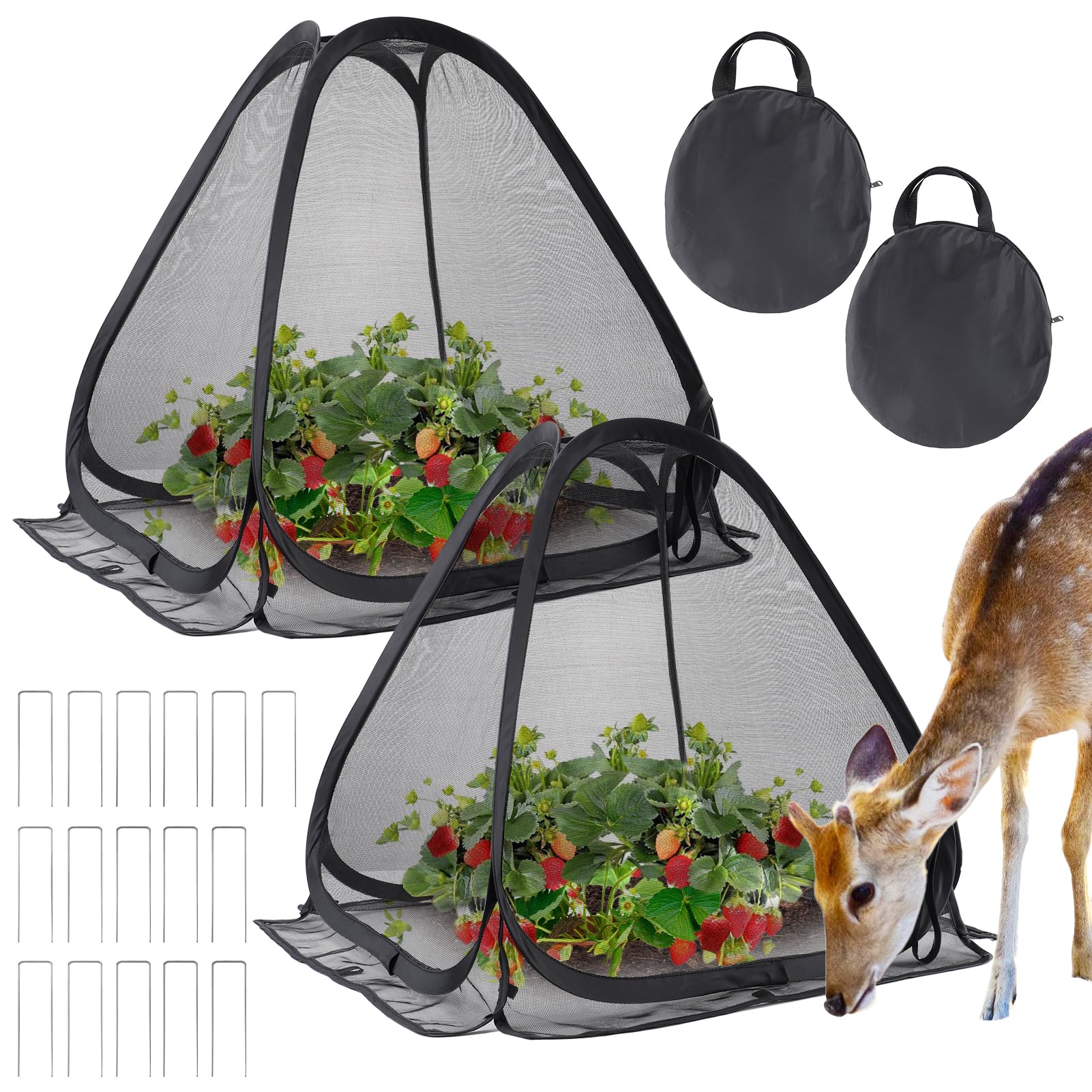 ANPHSIN 2-pack pop-up mesh plant covers guard vegetables and pests