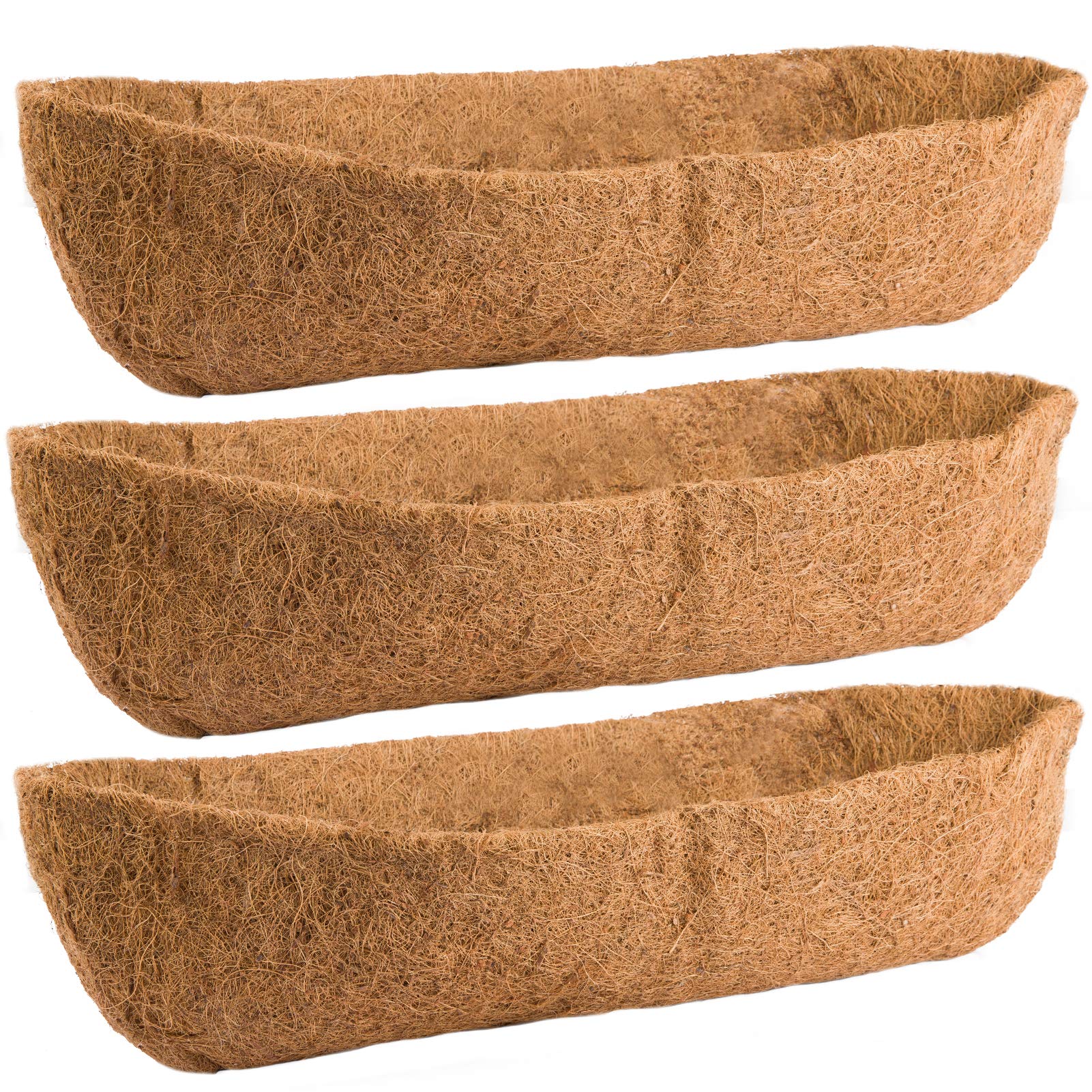 ANPHSIN 3-pack coco liners for 24in window boxes improve drainage and plant health.