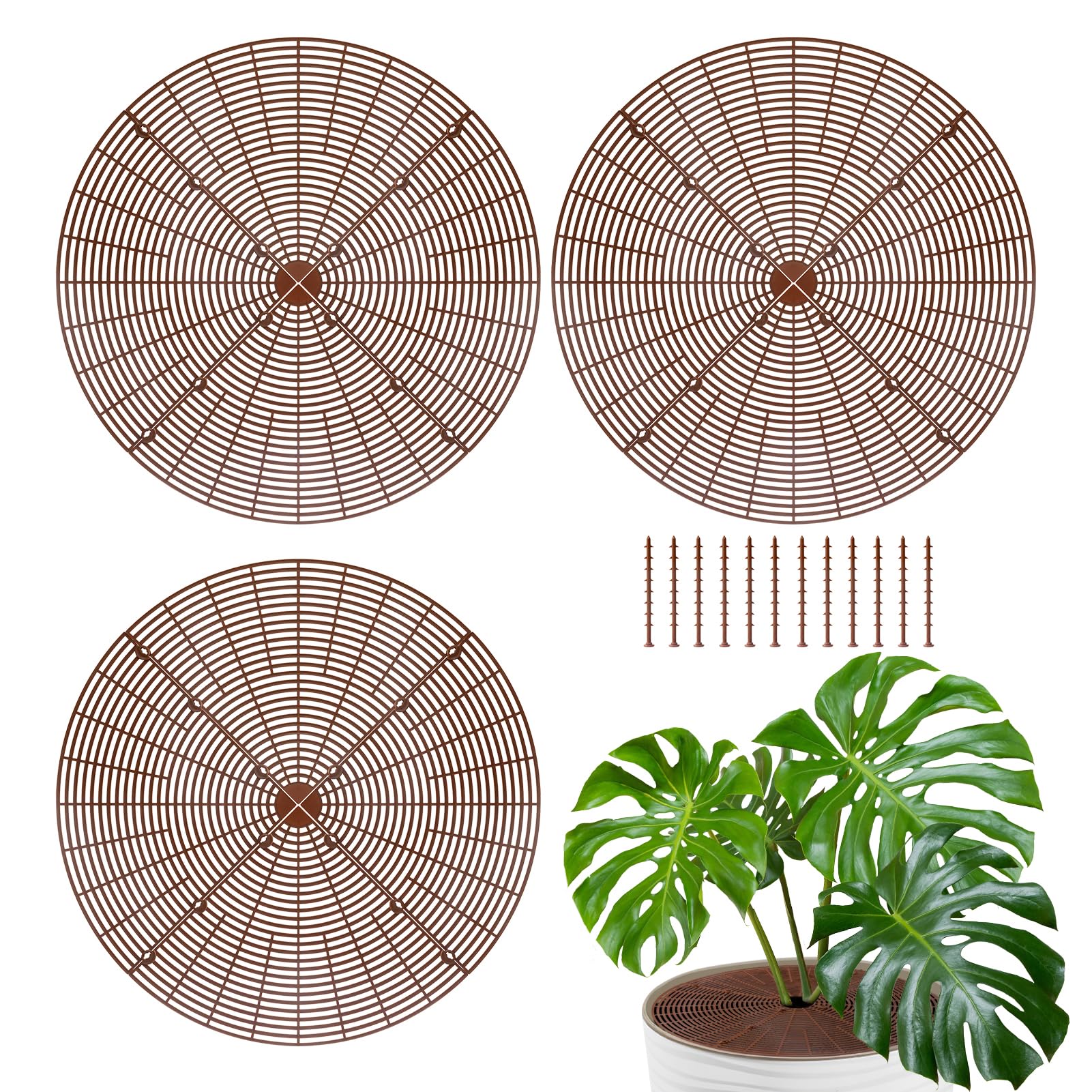 ANPHSIN 3-plant pot grid cover full view showing large pot protection against digging