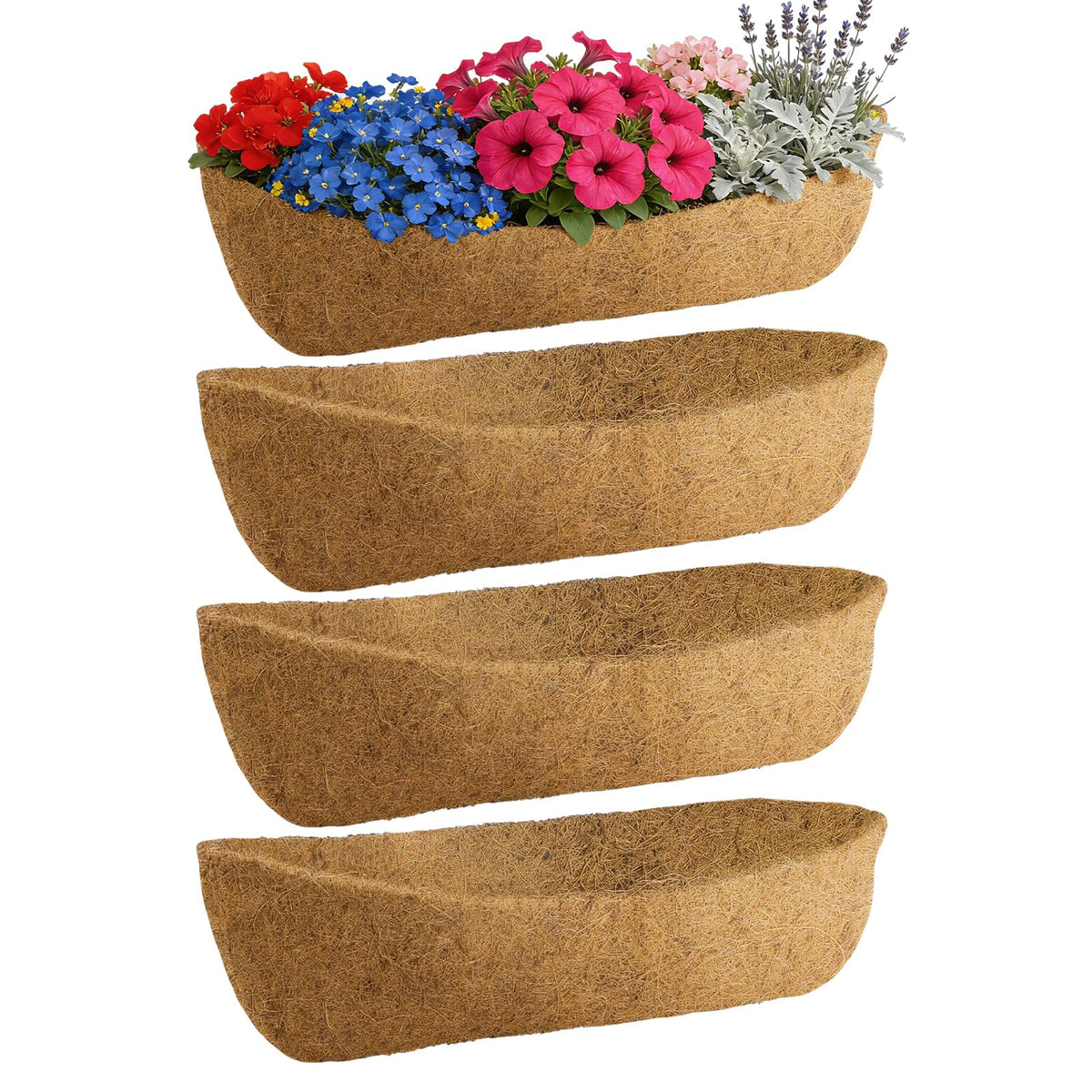 ANPHSIN 36in arched coco liner in a window box promoting healthy root air flow
