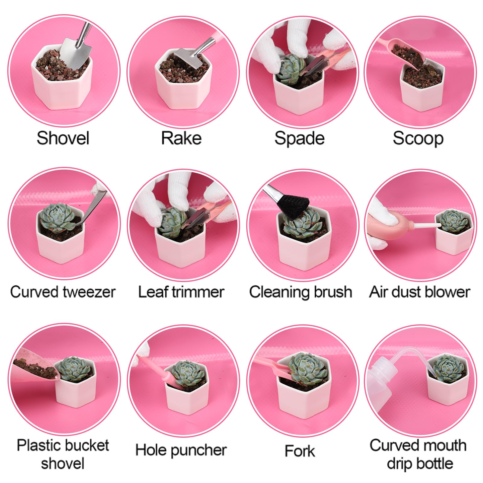 ANPHSIN plant labels and planter mesh pads aid orderly planting.