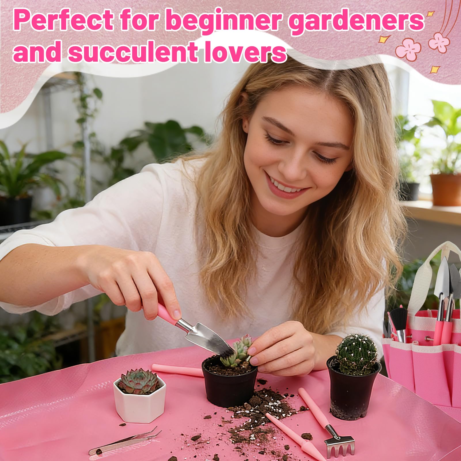 ANPHSIN shovel, rake, and spade set for gentle transplanting.