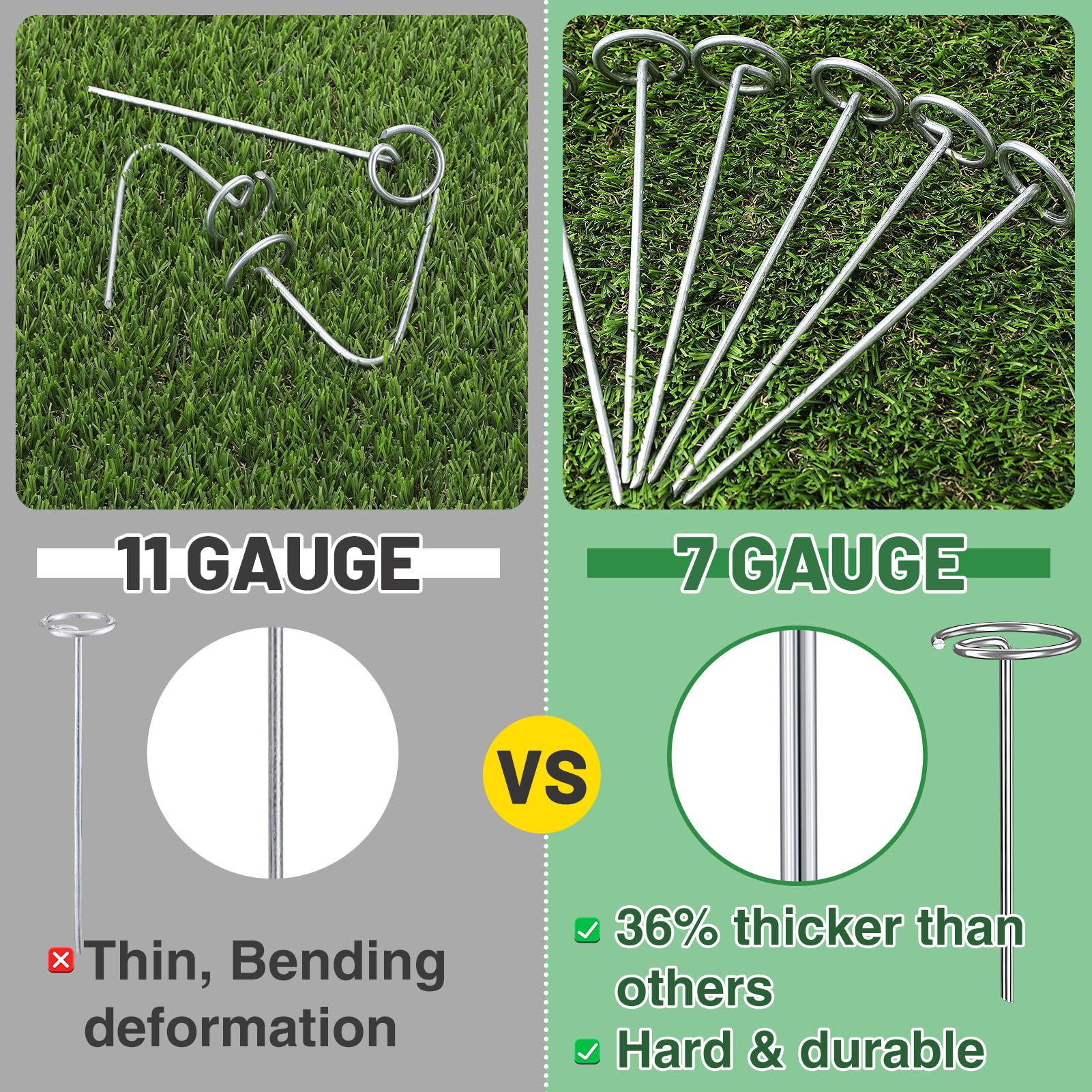 ANPHSIN 7-gauge garden stake side view shows rounded top protecting fabric