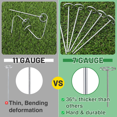 ANPHSIN 7-gauge garden stake side view shows rounded top protecting fabric