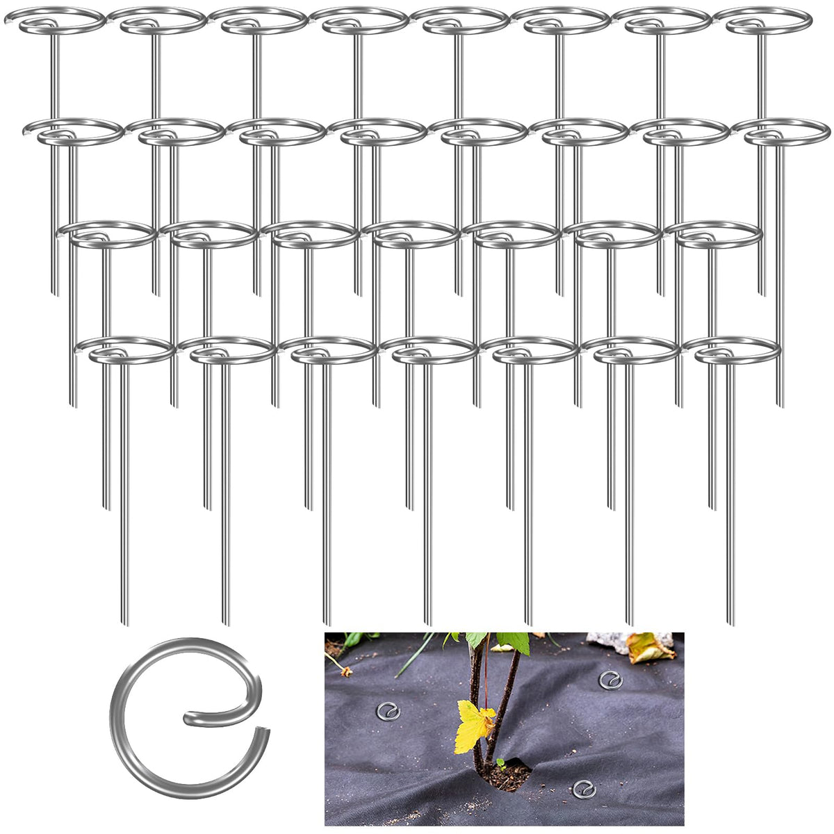 ANPHSIN 7-gauge garden stake top view demonstrates wind-resistant fabric anchoring