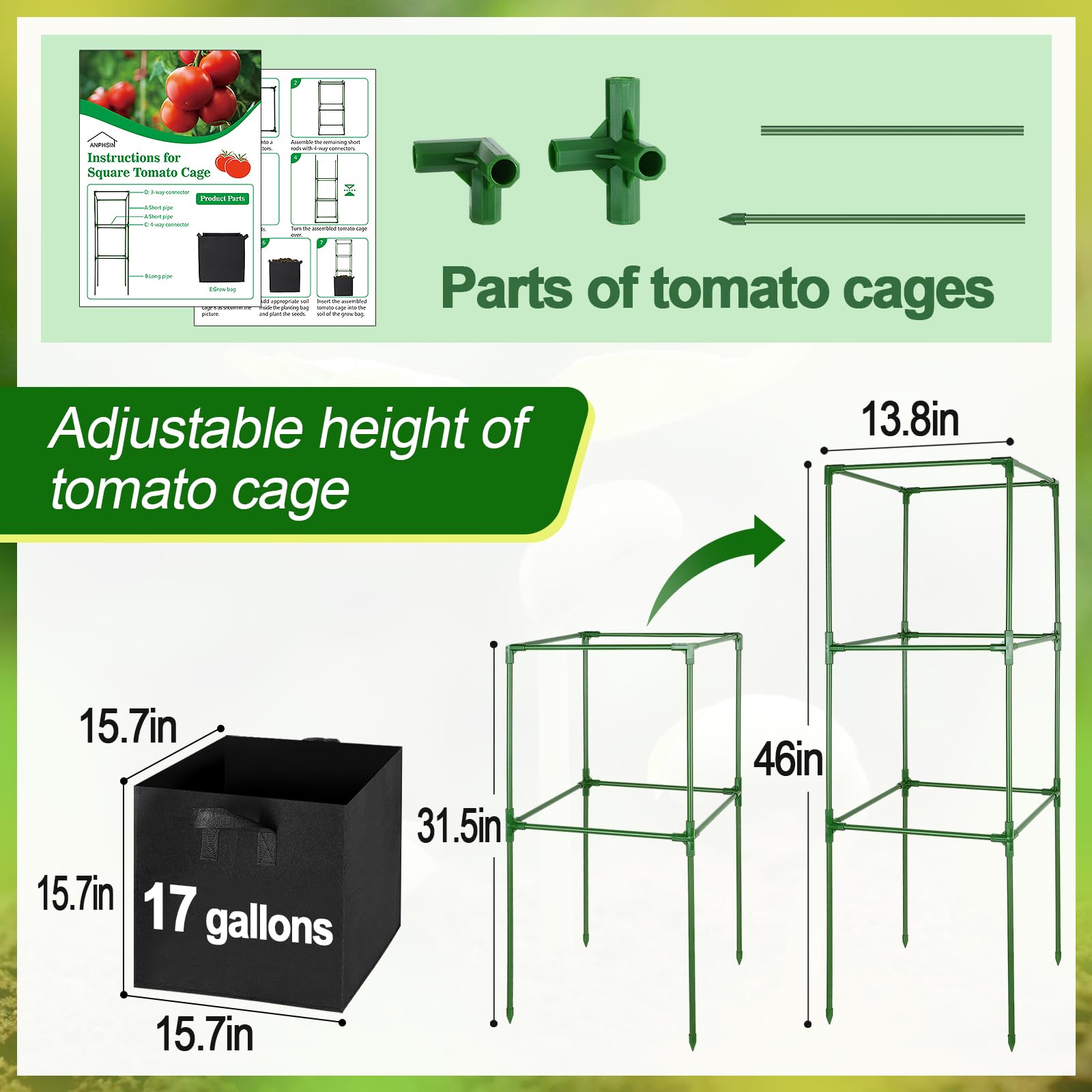 ANPHSIN 72 rods and 36 connectors enable quick, secure assembly.