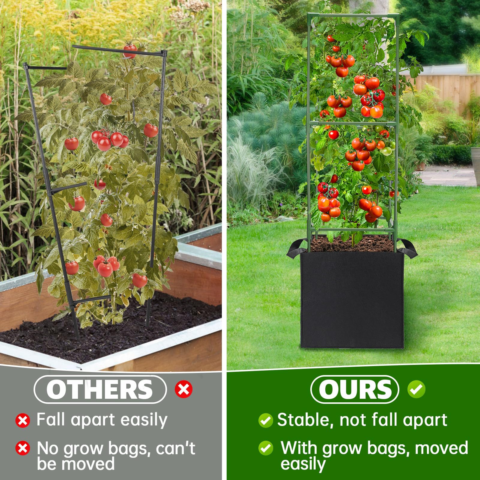 ANPHSIN 10-gallon grow bags support healthy root growth and portability