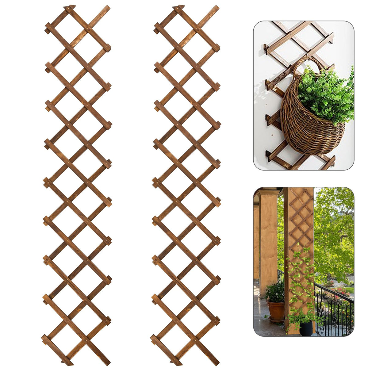 ANPHSIN Pack 2 expandable trellis panel, closed view for compact balcony decorating