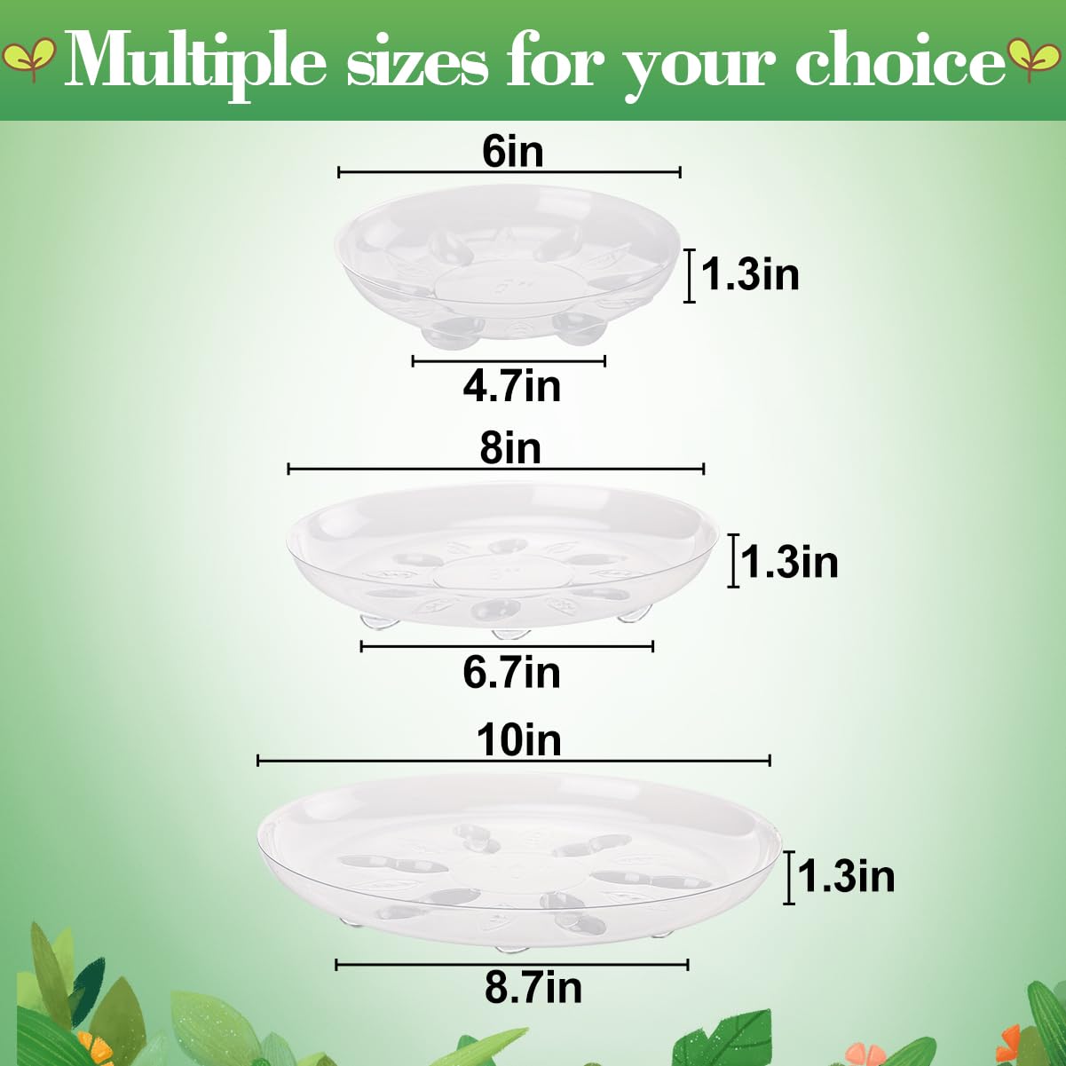 ANPHSIN 10-inch clear plant saucer with feet protects flooring and catches overflow.