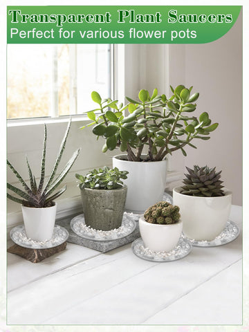 ANPHSIN 10-inch clear saucer with feet, stackable for larger plants.