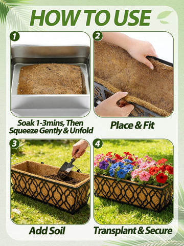 ANPHSIN railing and deck planter liner fits 24-inch planters with natural filtration.