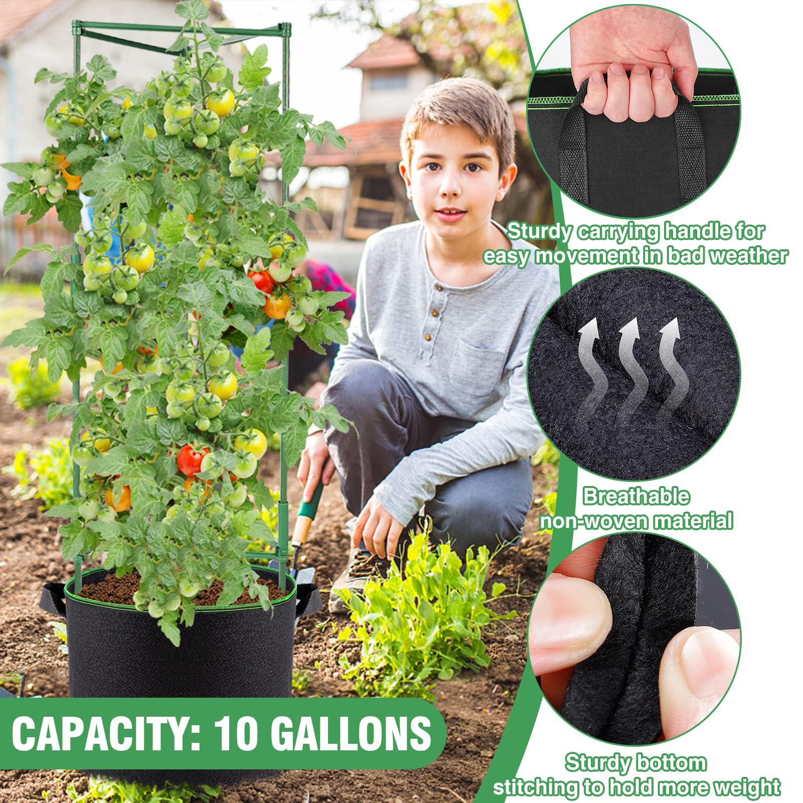 ANPHSIN three-layer support cages help training cucumbers, tomatoes, and flowers.