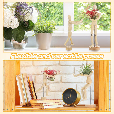 anphsin wooden air plant holder 6.1-inch display with flexible limbs for varied setups.