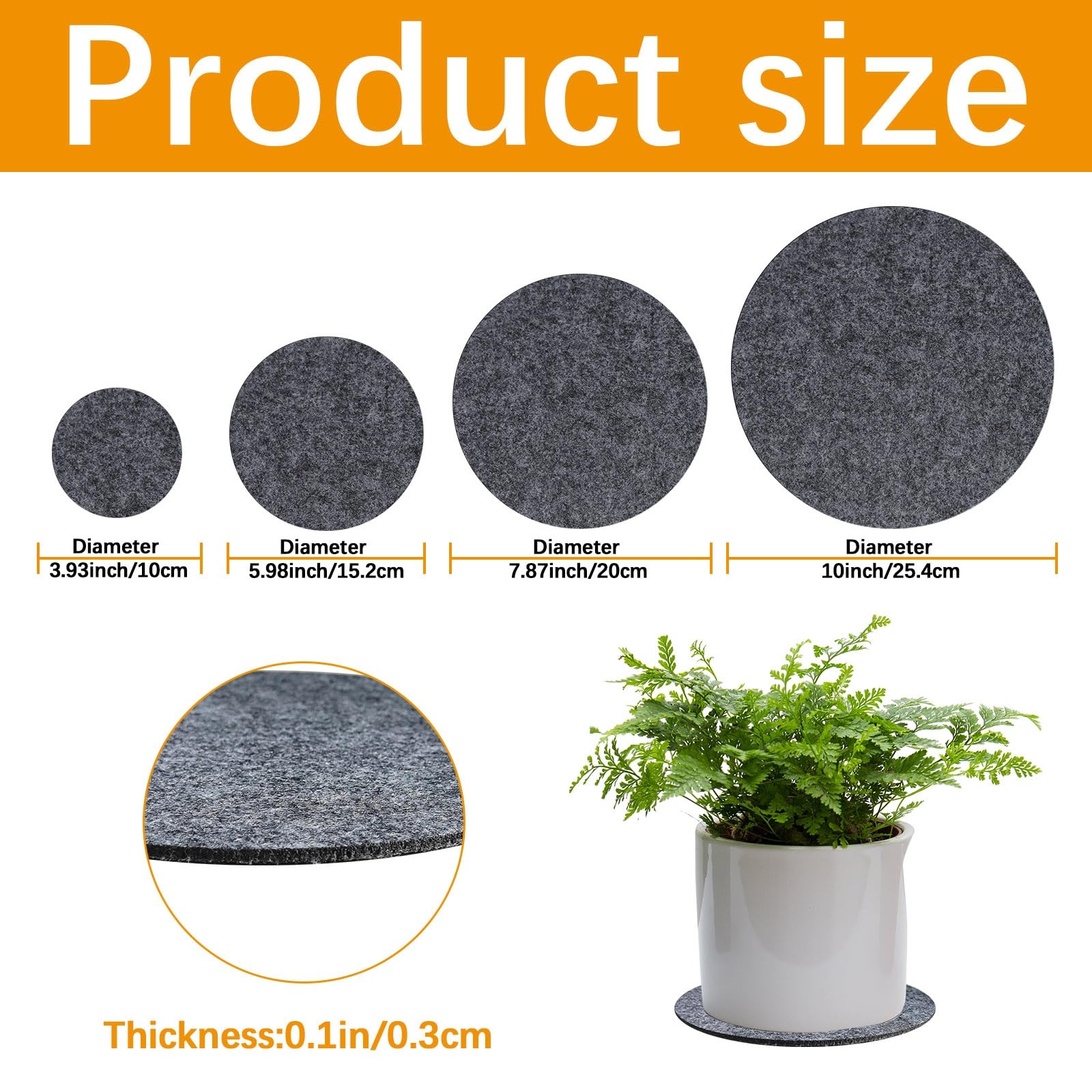Anpuimult 6-inch round plant coaster absorbing drips to protect floors