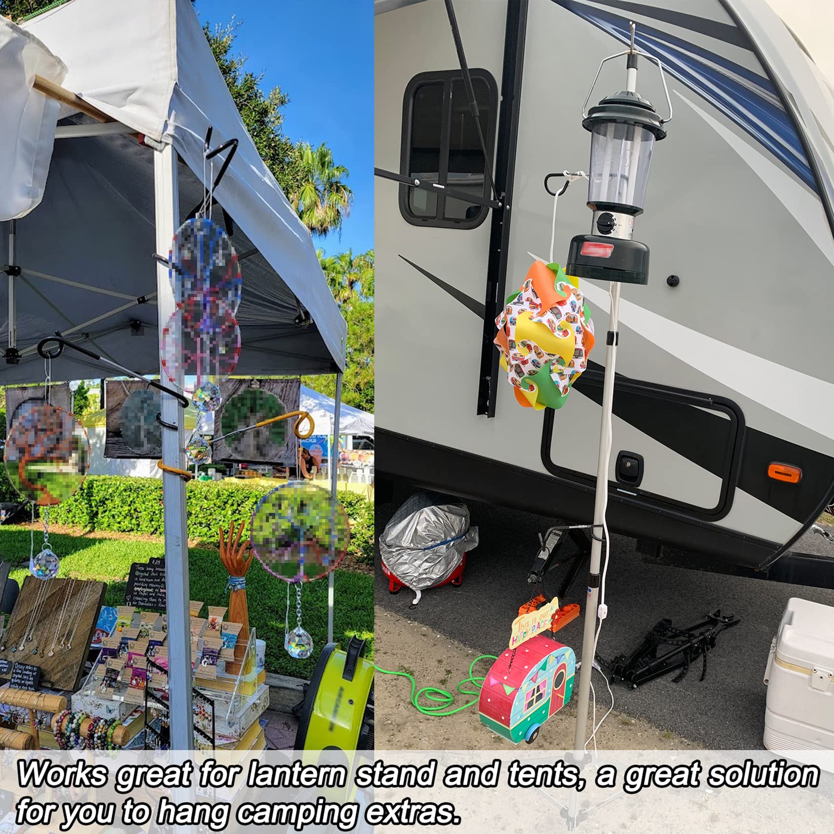Anranmm durable steel pole hook attachment for outdoors
