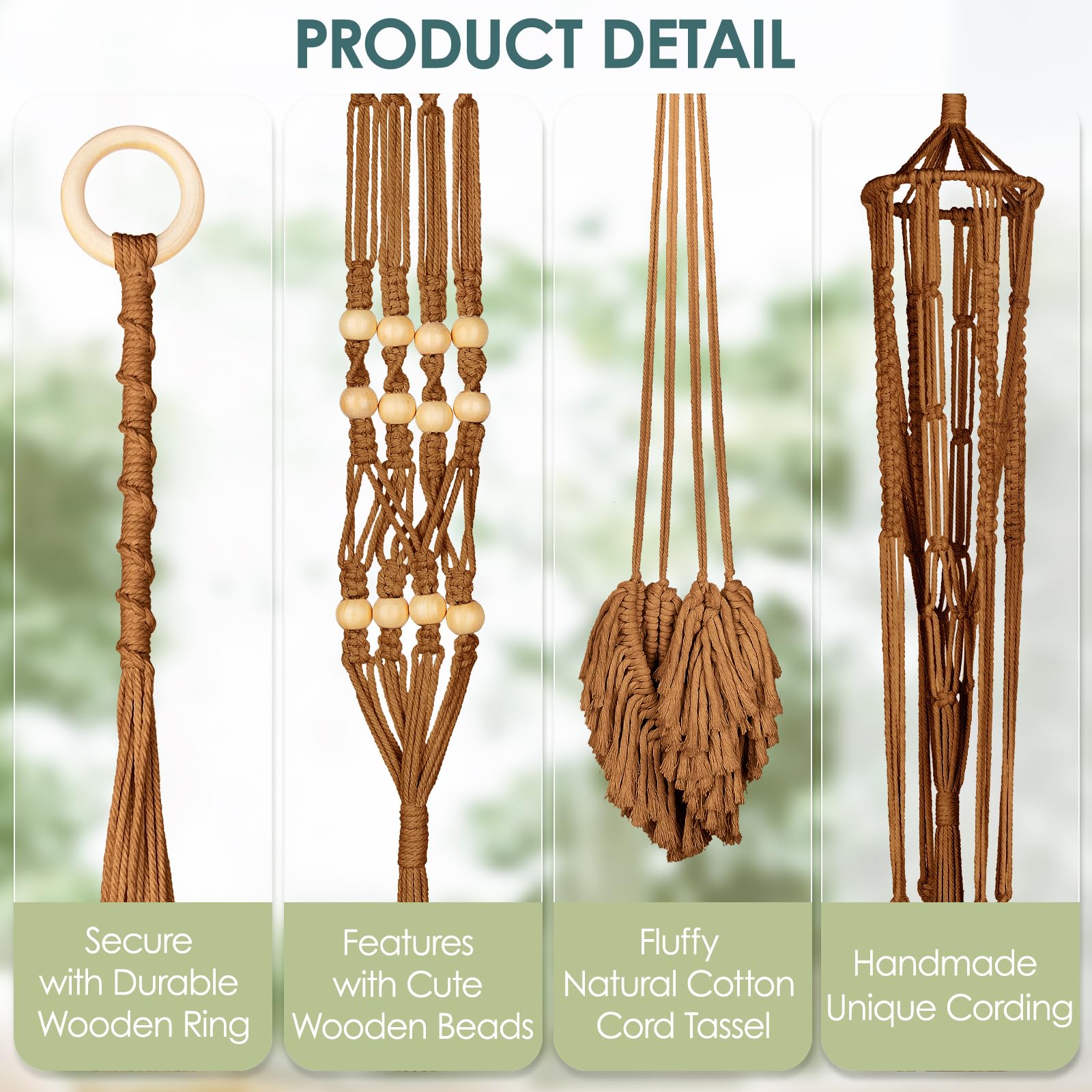 ANROYE fluffy tassel hanger for larger pots with soft texture