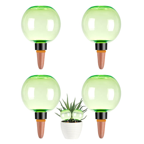 Ansberta 4-pack self-watering globes top-fill for easy plant hydration.