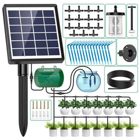 AnseTo Anseto solar panel in bright sun powering efficient irrigation for gardens